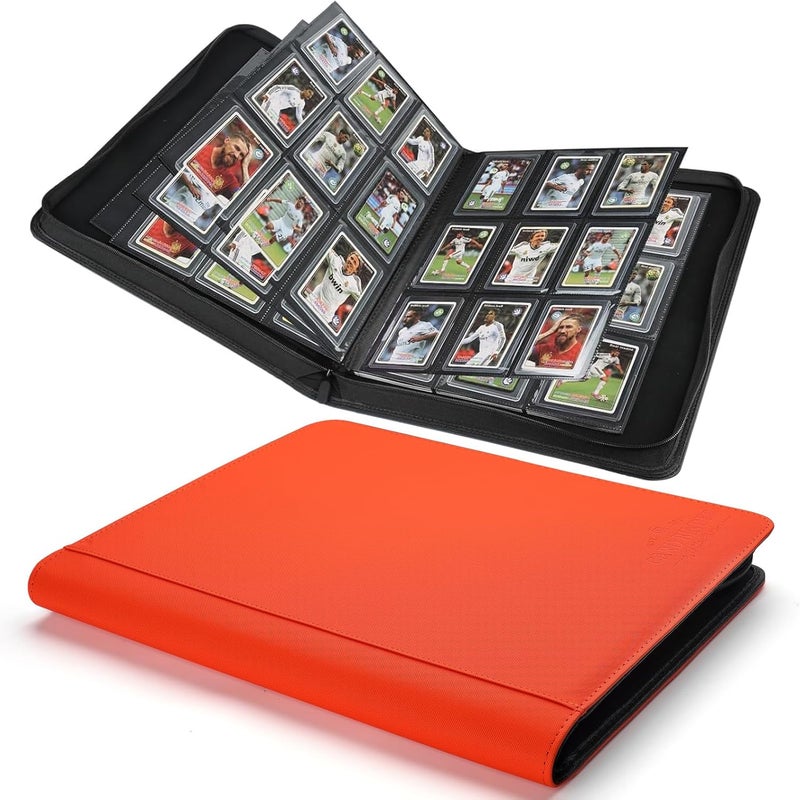 CARDBINDER Toploader Binder,Toploader Hard Cases, 9-Pocket Pages Sleeves Hold up 288 Cards.Toploader Card Binder with Sleeves for “3×4” rigid，Card Holder(Hermes Orange) - Image 1